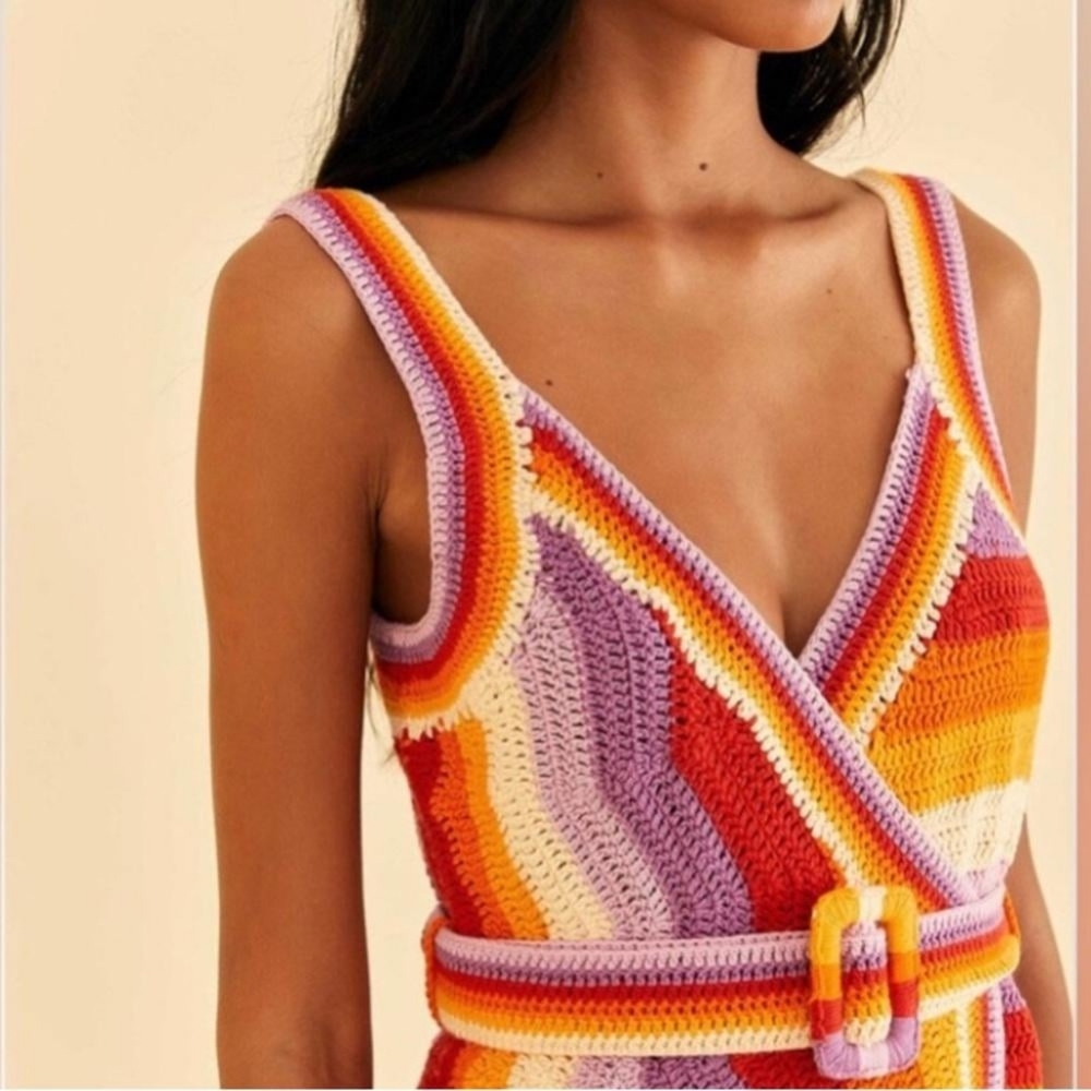 FARM Rio Multicolor Striped Mini Dress (missing belt buckle) - Picture 2 of 8